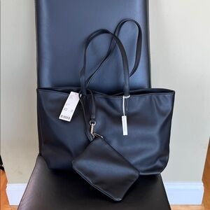 Urban Outfitters Vegan Leather Anna Tote Bag with Clutch, Black. NEW with Tags.